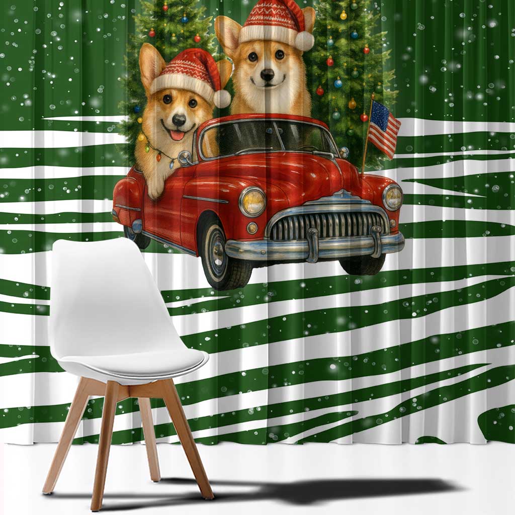 Pembroke Welsh Corgi Dog Xmas Christmas Window Curtain Xmas Holiday Patterns - Wonder Print Shop