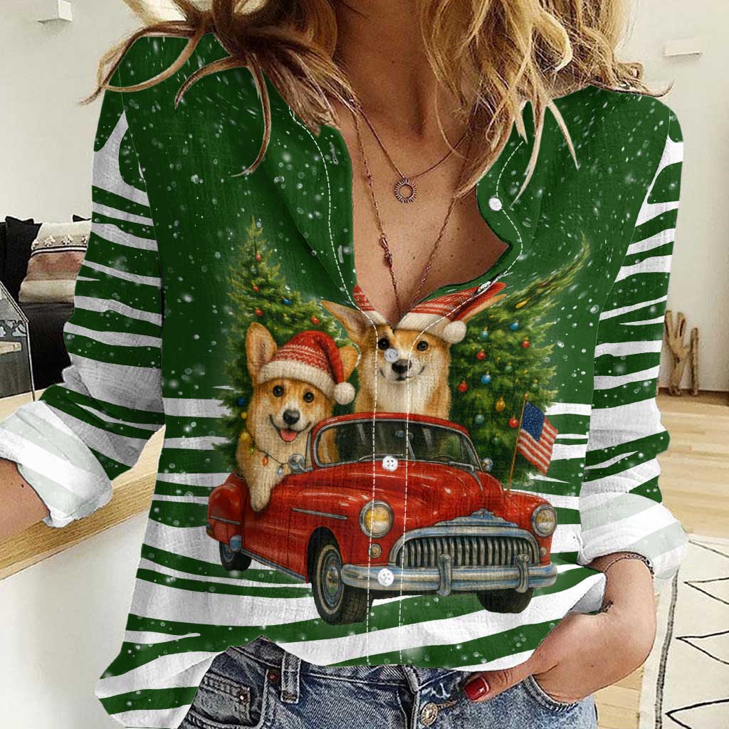 Pembroke Welsh Corgi Dog Xmas Christmas Women Casual Shirt Xmas Holiday Patterns - Wonder Print Shop