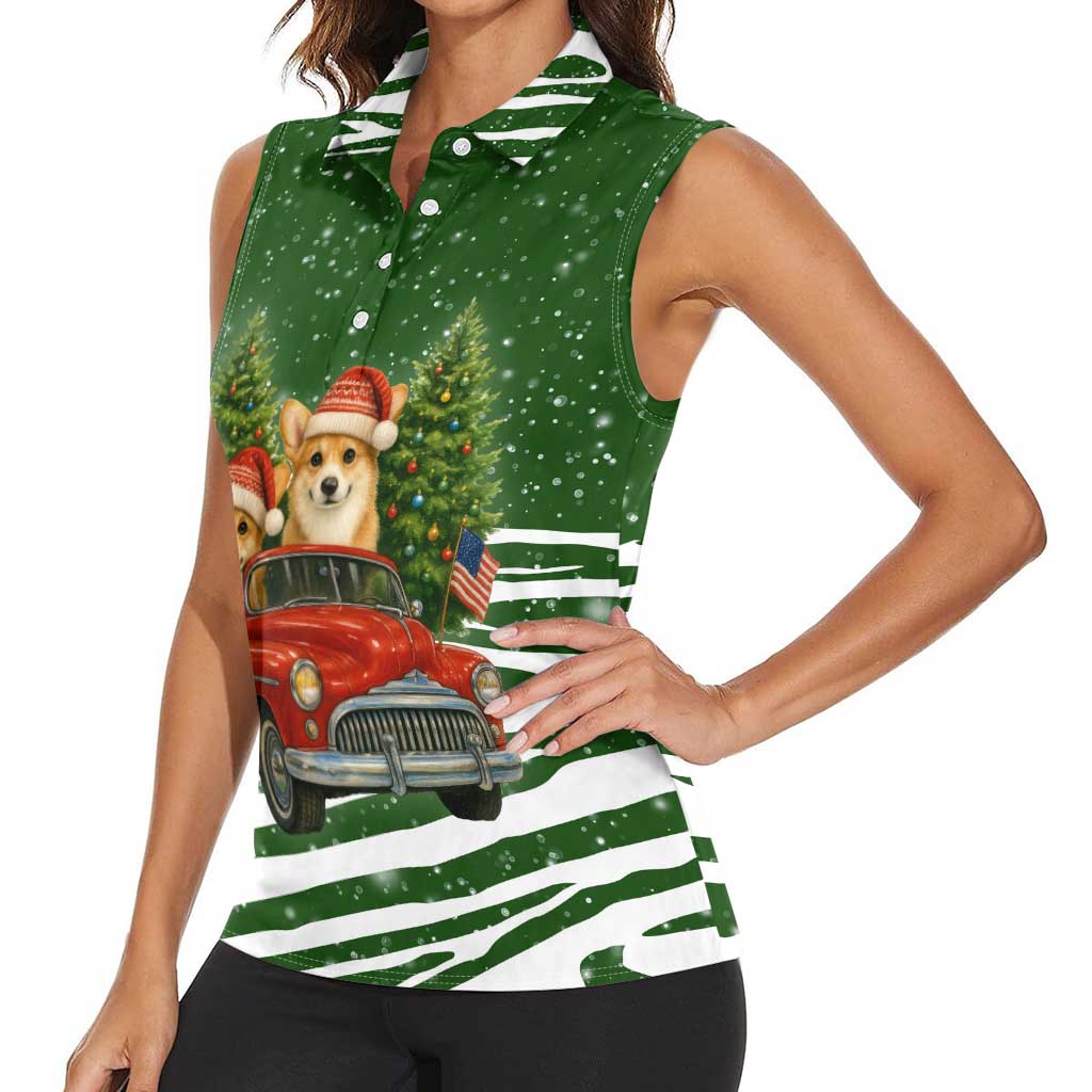 Pembroke Welsh Corgi Dog Xmas Christmas Women Sleeveless Polo Shirt Xmas Holiday Patterns - Wonder Print Shop