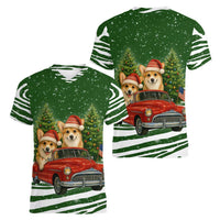 Pembroke Welsh Corgi Dog Xmas Christmas Women V-Neck T-Shirt Xmas Holiday Patterns - Wonder Print Shop