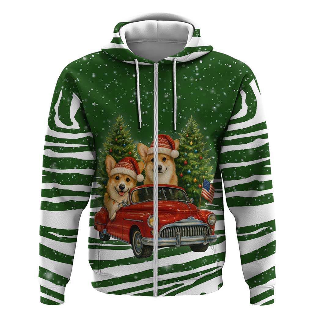 Pembroke Welsh Corgi Dog Xmas Christmas Zip Hoodie Xmas Holiday Patterns - Wonder Print Shop