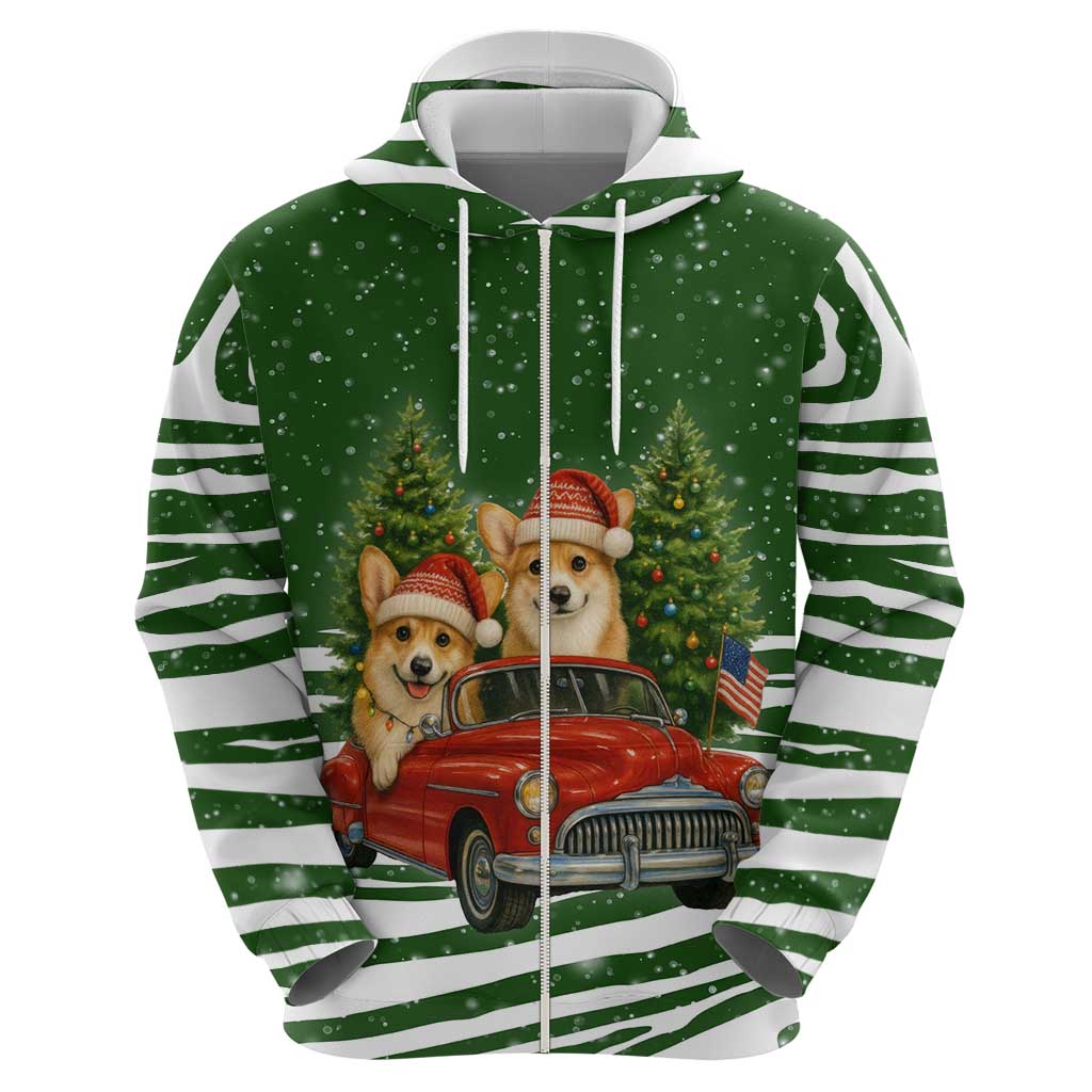 Pembroke Welsh Corgi Dog Xmas Christmas Zip Hoodie Xmas Holiday Patterns - Wonder Print Shop