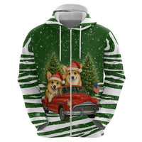 Pembroke Welsh Corgi Dog Xmas Christmas Zip Hoodie Xmas Holiday Patterns - Wonder Print Shop