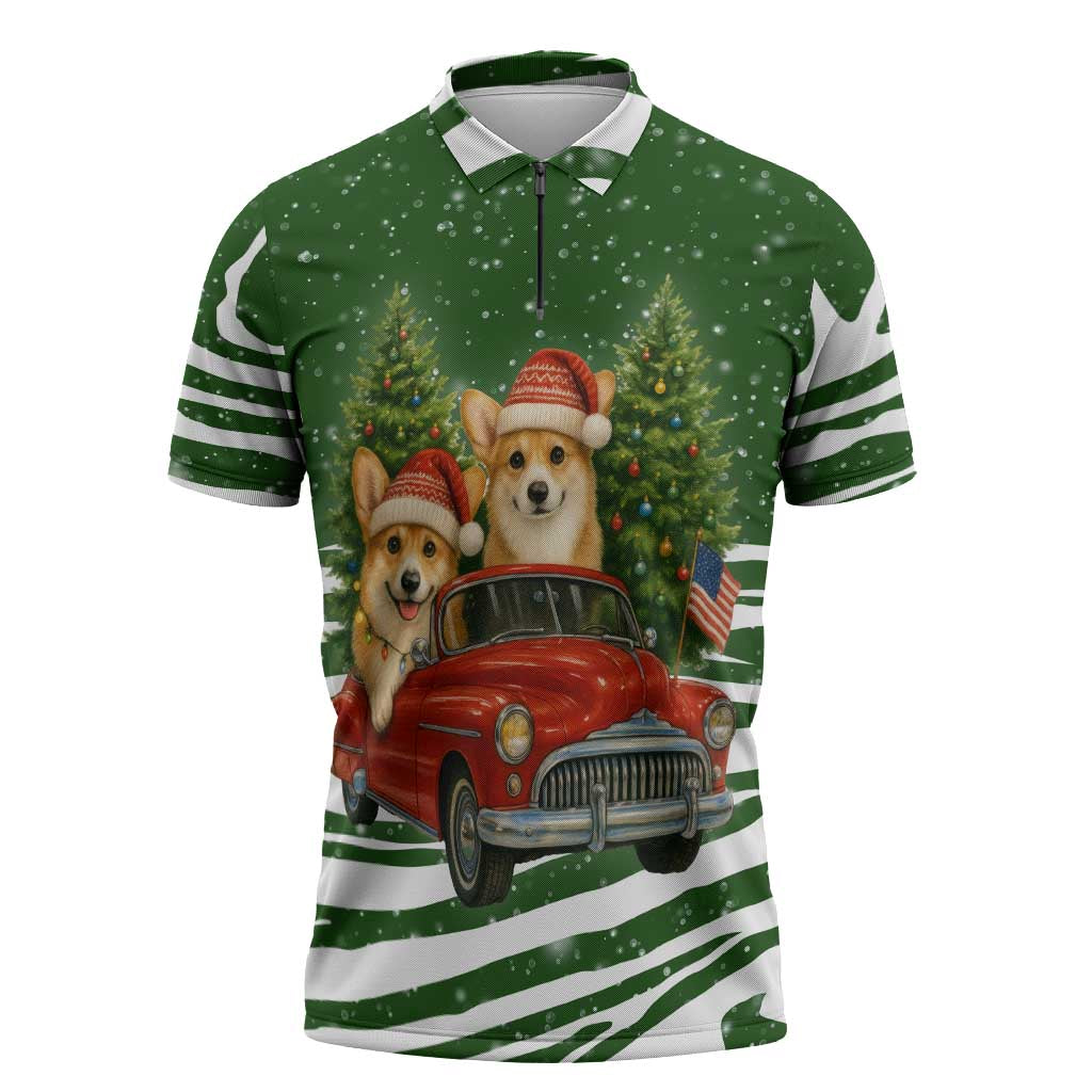 Pembroke Welsh Corgi Dog Xmas Christmas Zipper Polo Shirt Xmas Holiday Patterns - Wonder Print Shop