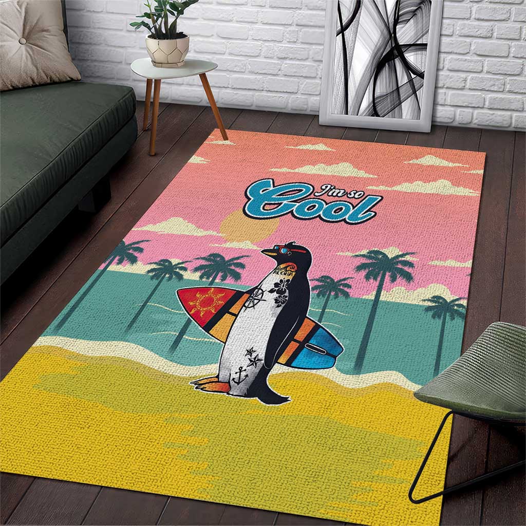 Penguin Im So Cool Christmas Area Rug Xmas Holiday Patterns - Wonder Print Shop