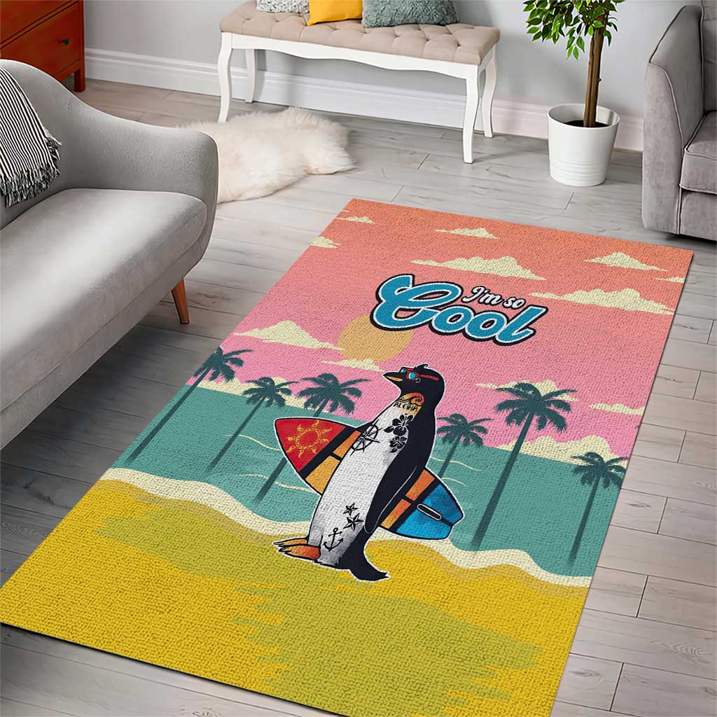 Penguin Im So Cool Christmas Area Rug Xmas Holiday Patterns - Wonder Print Shop