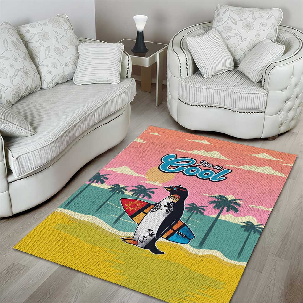 Penguin Im So Cool Christmas Area Rug Xmas Holiday Patterns - Wonder Print Shop