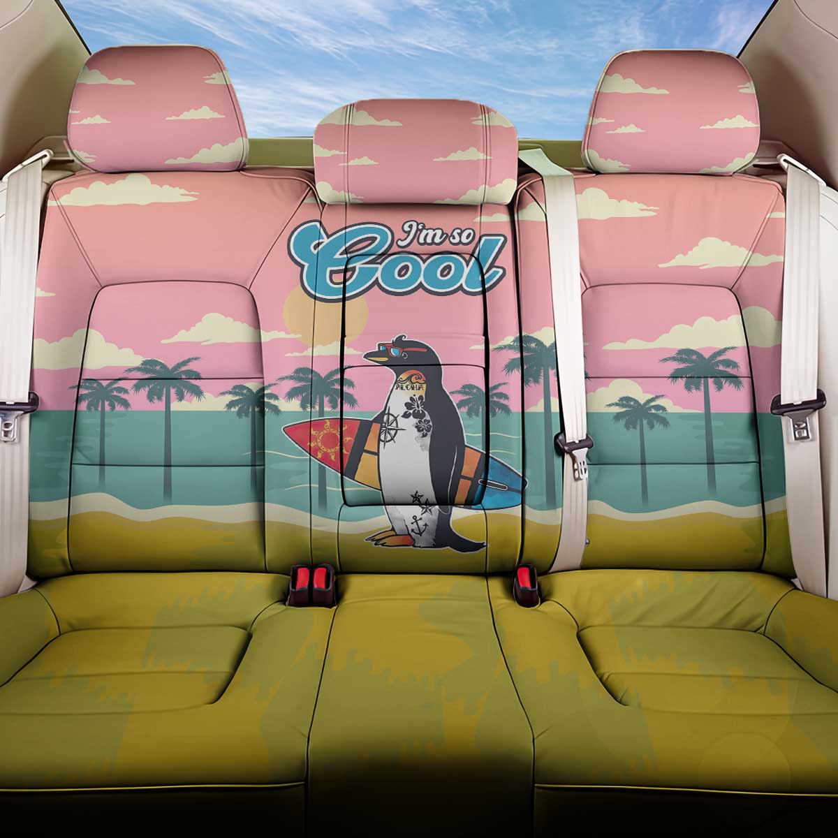 Penguin Im So Cool Christmas Back Car Seat Cover Xmas Holiday Patterns - Wonder Print Shop