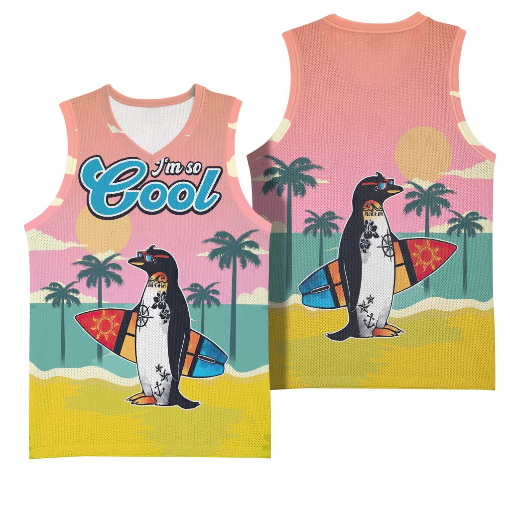 Penguin Im So Cool Christmas Basketball Jersey Xmas Holiday Patterns - Wonder Print Shop