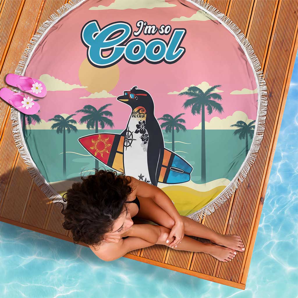 Penguin Im So Cool Christmas Beach Blanket Xmas Holiday Patterns - Wonder Print Shop