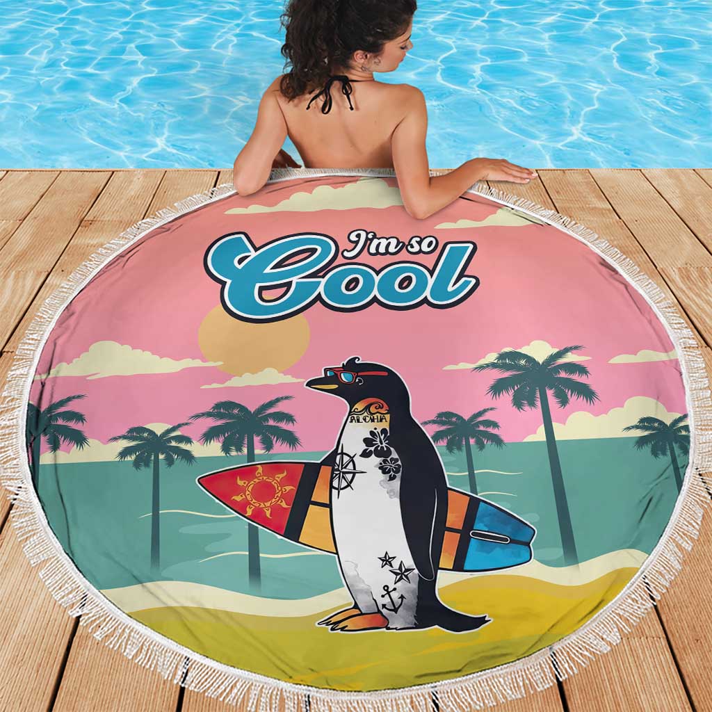 Penguin Im So Cool Christmas Beach Blanket Xmas Holiday Patterns - Wonder Print Shop