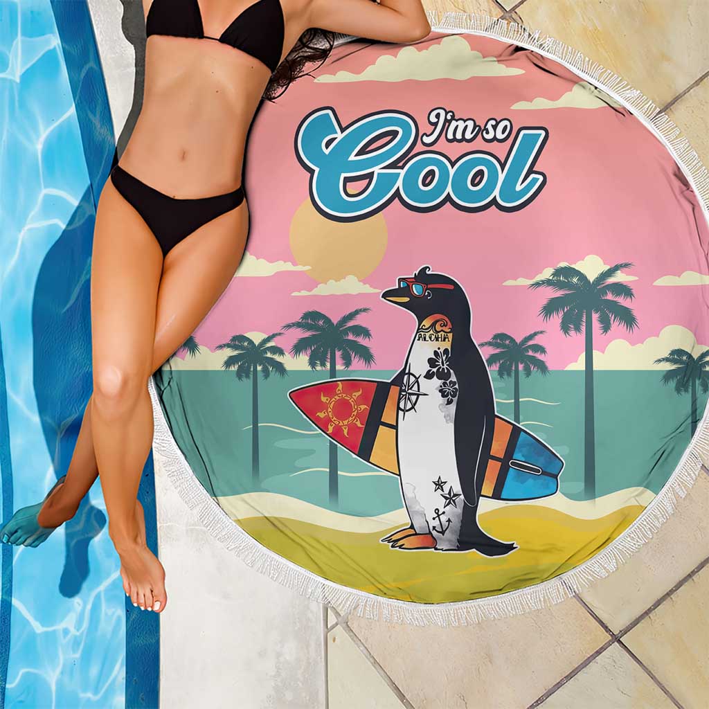Penguin Im So Cool Christmas Beach Blanket Xmas Holiday Patterns - Wonder Print Shop