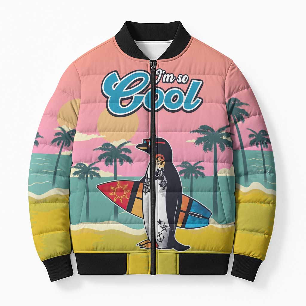 Penguin Im So Cool Christmas Bomber Puffer Jacket Xmas Holiday Patterns - Wonder Print Shop