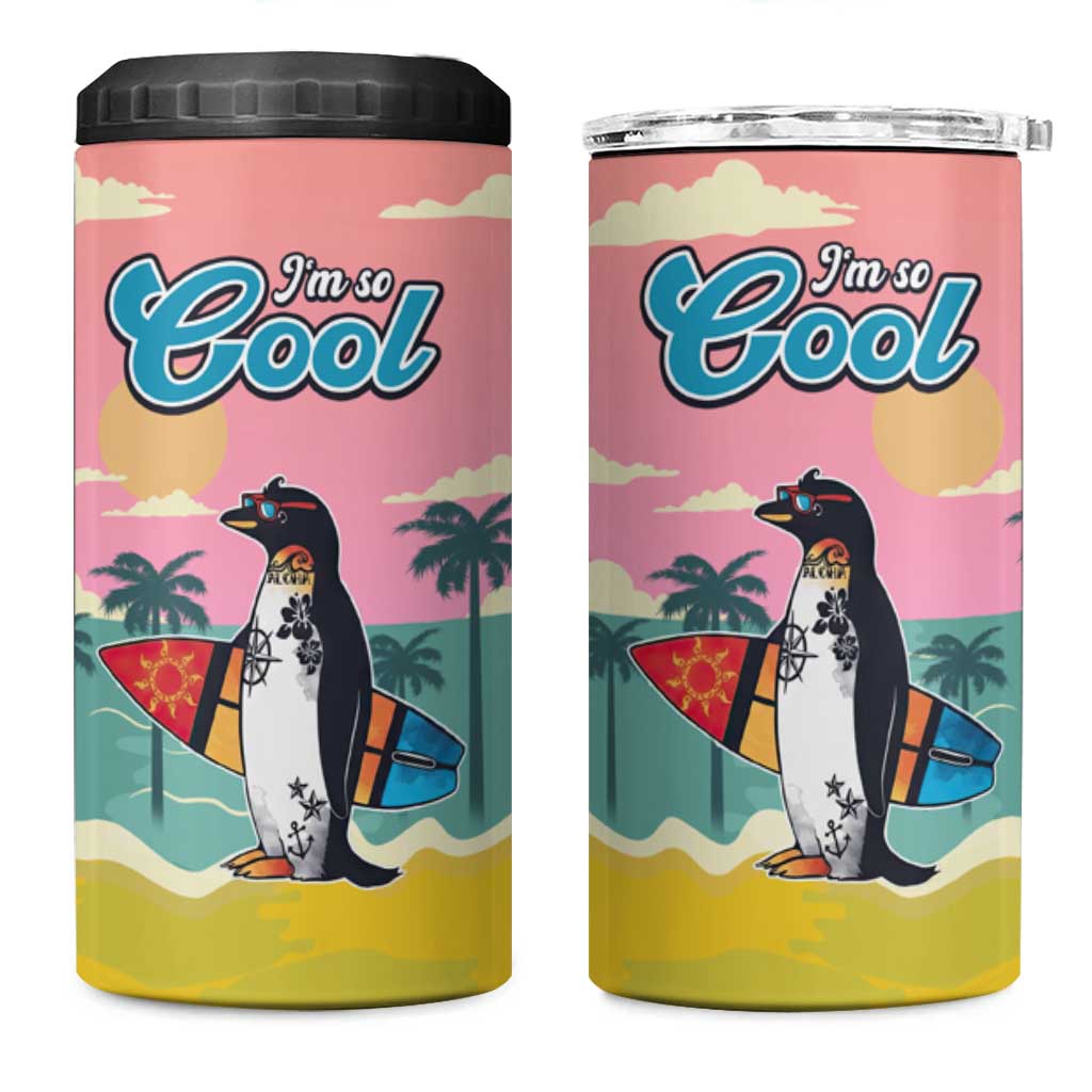 Penguin Im So Cool Christmas 4 in 1 Can Cooler Tumbler Xmas Holiday Patterns - Wonder Print Shop