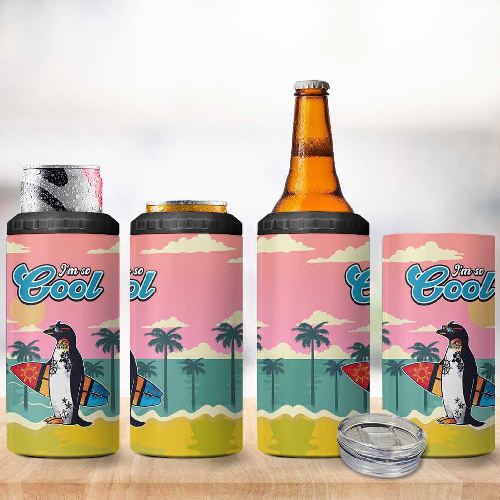 Penguin Im So Cool Christmas 4 in 1 Can Cooler Tumbler Xmas Holiday Patterns - Wonder Print Shop