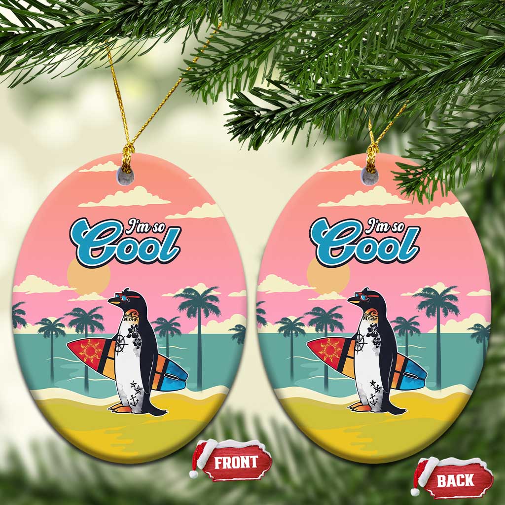 Penguin Im So Cool Christmas Ceramic Ornament Xmas Holiday Patterns - Wonder Print Shop
