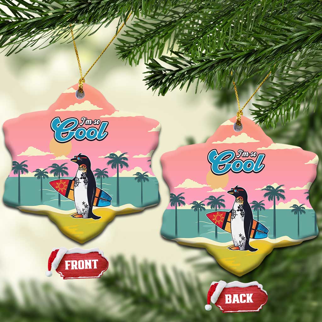 Penguin Im So Cool Christmas Ceramic Ornament Xmas Holiday Patterns - Wonder Print Shop