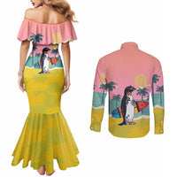 Penguin Im So Cool Christmas Couples Matching Mermaid Dress and Long Sleeve Button Shirt Xmas Holiday Patterns - Wonder Print Shop