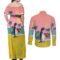 Penguin Im So Cool Christmas Couples Matching Off Shoulder Maxi Dress and Long Sleeve Button Shirt Xmas Holiday Patterns - Wonder Print Shop