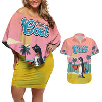 Penguin Im So Cool Christmas Couples Matching Off Shoulder Short Dress and Hawaiian Shirt Xmas Holiday Patterns - Wonder Print Shop