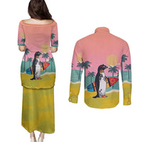Penguin Im So Cool Christmas Couples Matching Puletasi and Long Sleeve Button Shirt Xmas Holiday Patterns - Wonder Print Shop