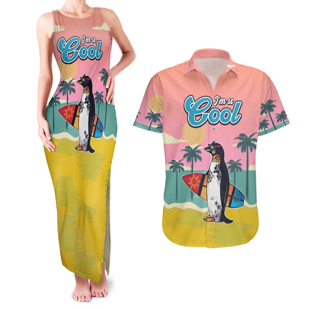 Penguin Im So Cool Christmas Couples Matching Tank Maxi Dress and Hawaiian Shirt Xmas Holiday Patterns - Wonder Print Shop