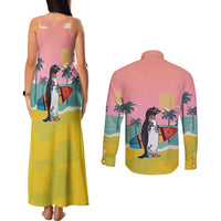 Penguin Im So Cool Christmas Couples Matching Tank Maxi Dress and Long Sleeve Button Shirt Xmas Holiday Patterns - Wonder Print Shop