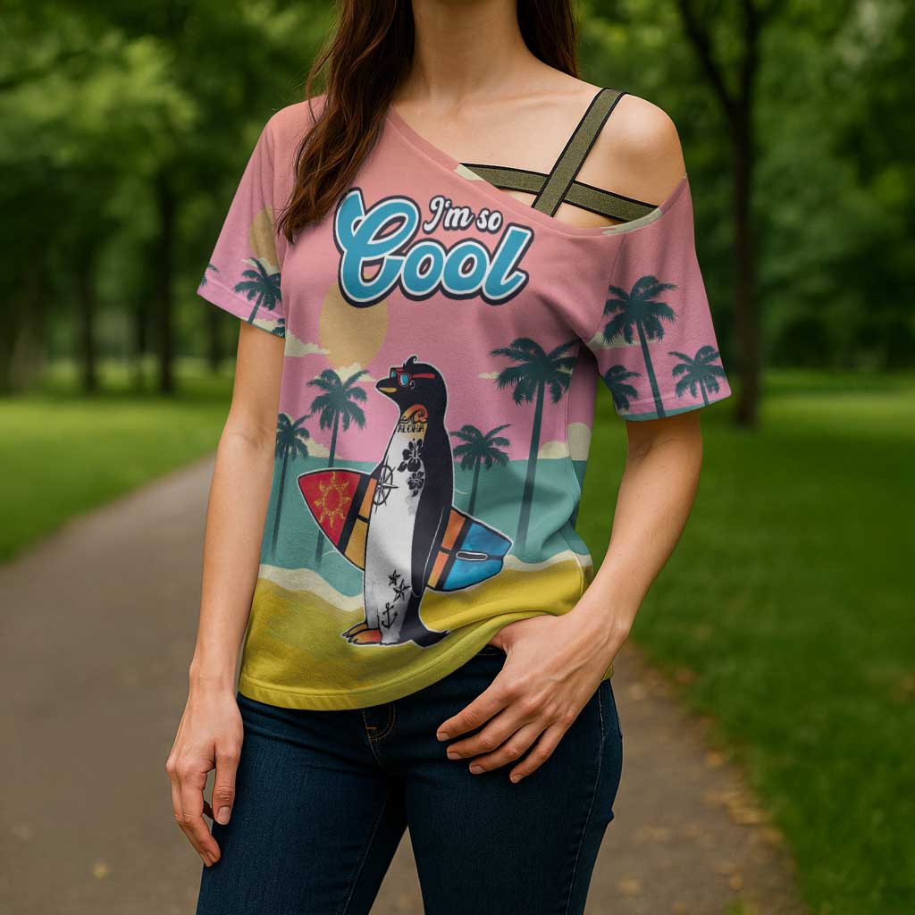 Penguin Im So Cool Christmas Cross Shoulder Shirt Xmas Holiday Patterns - Wonder Print Shop