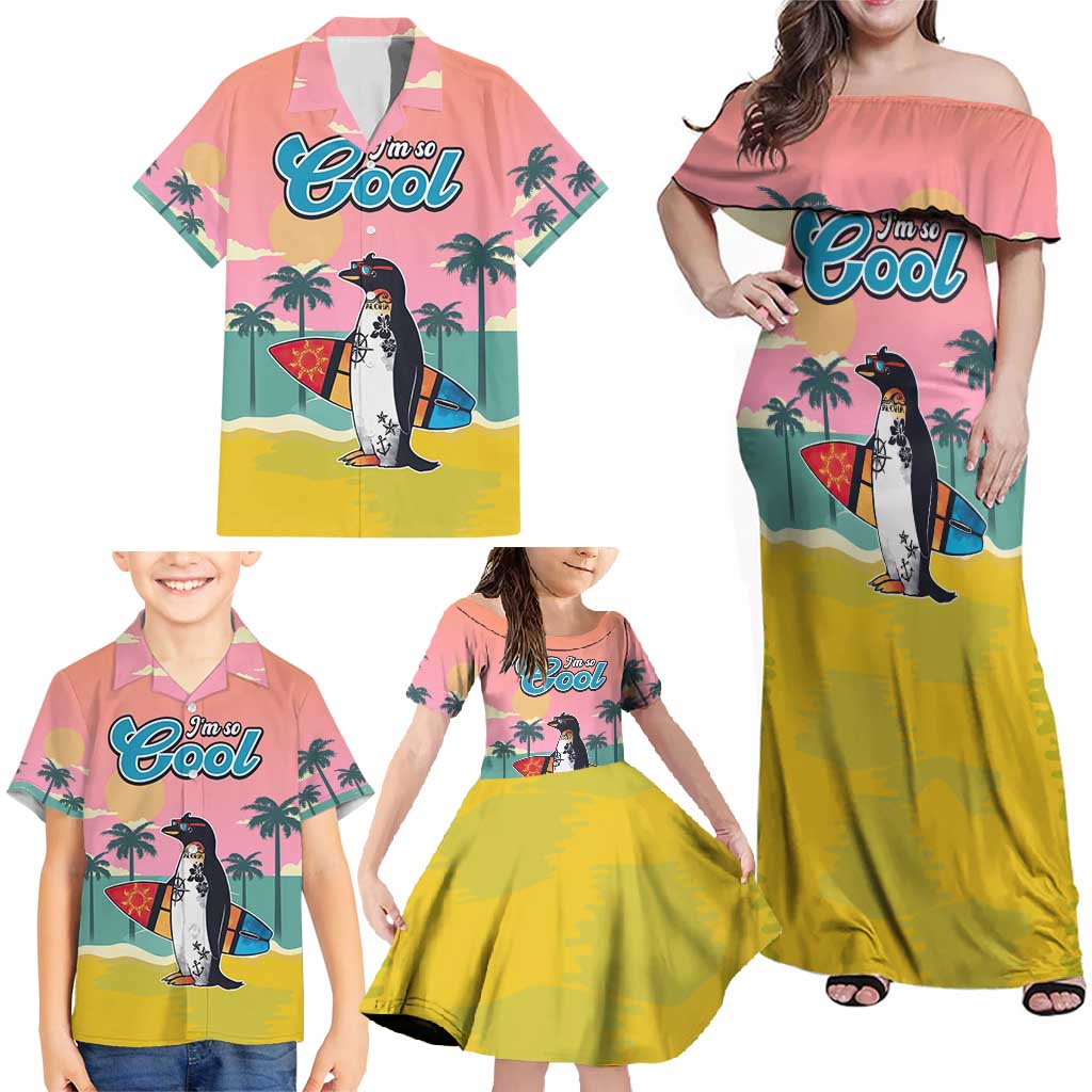 Penguin Im So Cool Christmas Family Matching Off Shoulder Maxi Dress and Hawaiian Shirt Xmas Holiday Patterns - Wonder Print Shop