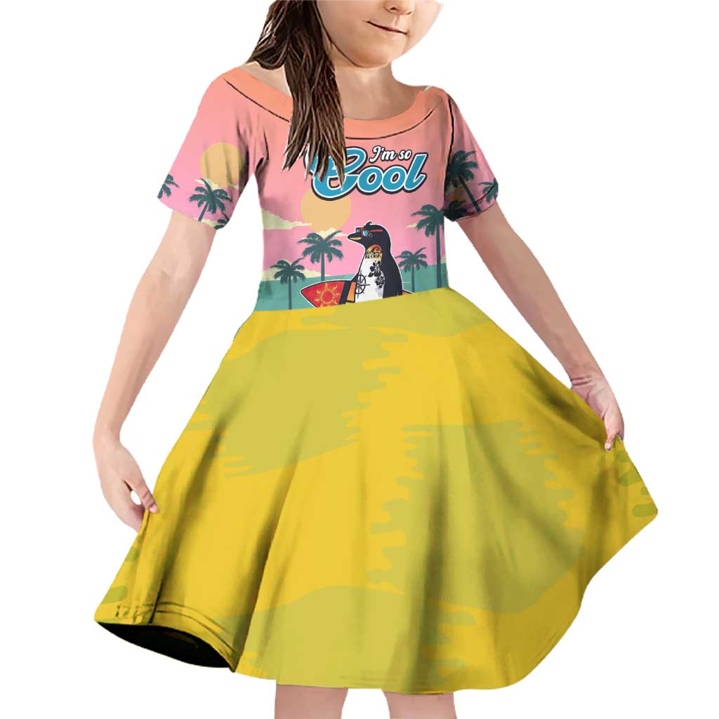 Penguin Im So Cool Christmas Family Matching Off Shoulder Short Dress and Hawaiian Shirt Xmas Holiday Patterns - Wonder Print Shop