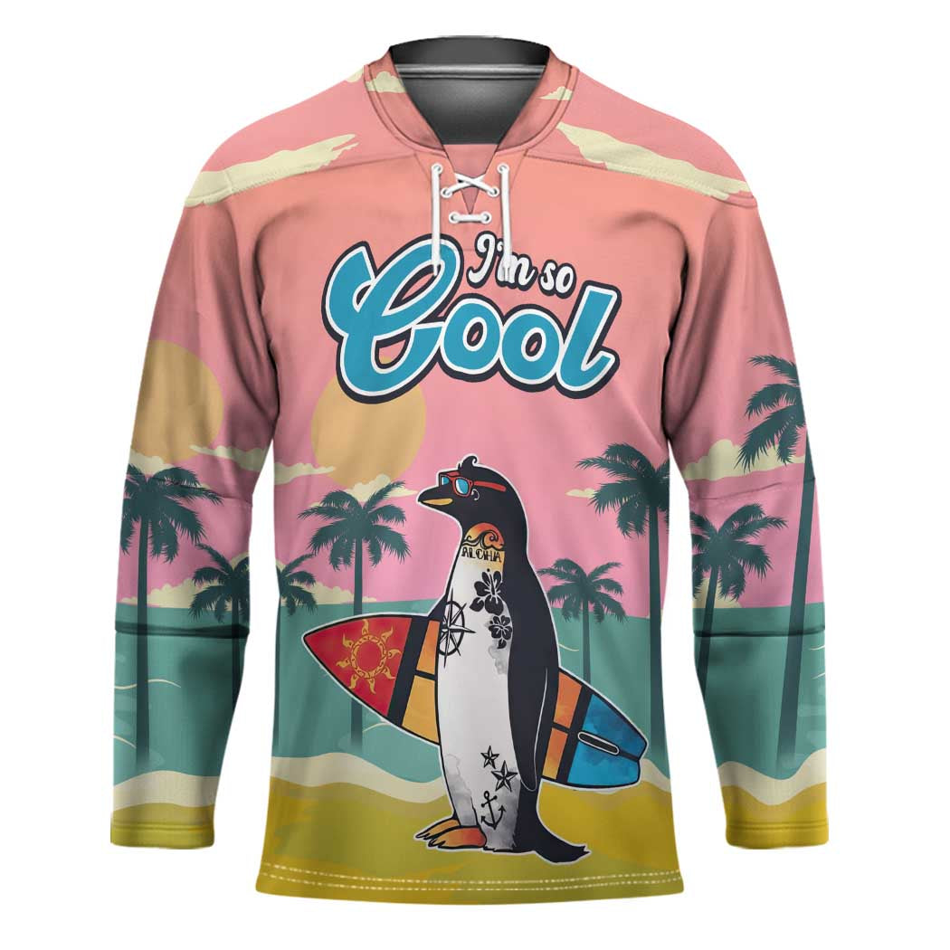 Penguin Im So Cool Christmas Hockey Jersey Xmas Holiday Patterns - Wonder Print Shop