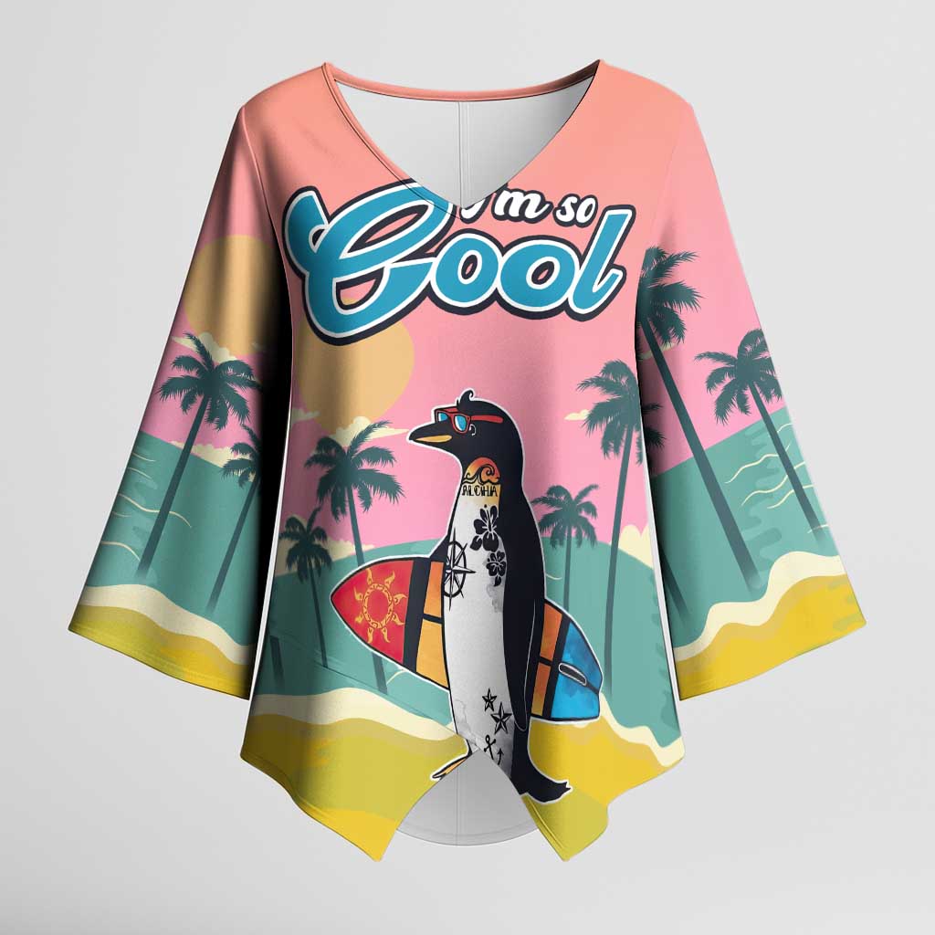 Penguin Im So Cool Christmas Kimono Sleeve Blouse Xmas Holiday Patterns - Wonder Print Shop