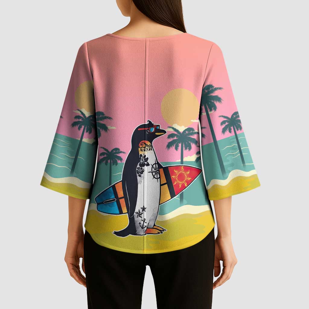 Penguin Im So Cool Christmas Kimono Sleeve Blouse Xmas Holiday Patterns - Wonder Print Shop