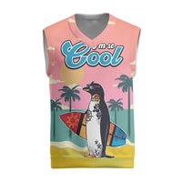 Penguin Im So Cool Christmas Knitted V-Neck Vest Xmas Holiday Patterns - Wonder Print Shop
