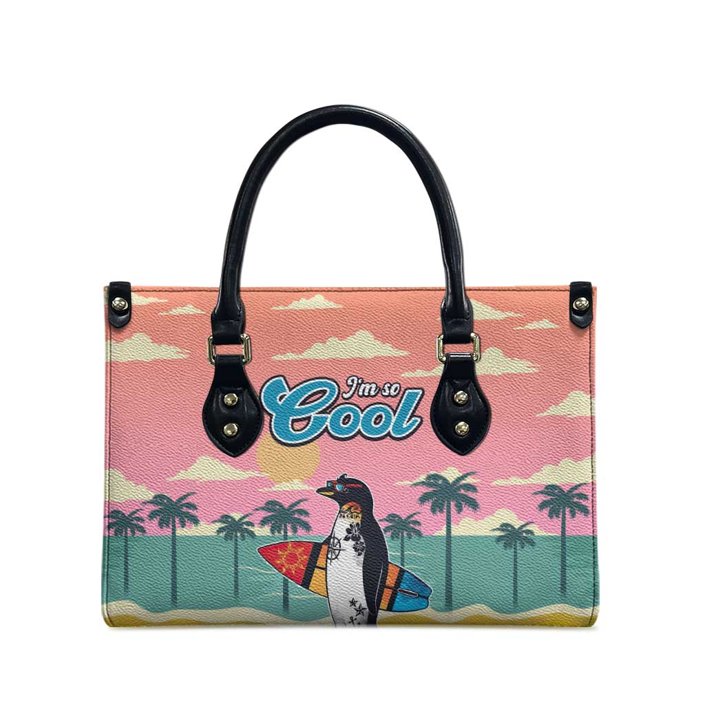 Penguin Im So Cool Christmas Leather Bag Xmas Holiday Patterns - Wonder Print Shop