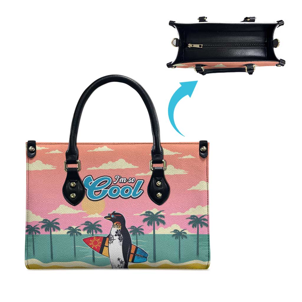 Penguin Im So Cool Christmas Leather Bag Xmas Holiday Patterns - Wonder Print Shop