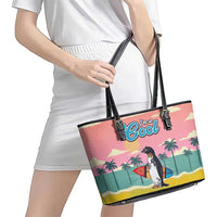 Penguin Im So Cool Christmas Leather Tote Bag Xmas Holiday Patterns - Wonder Print Shop