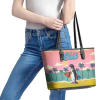 Penguin Im So Cool Christmas Leather Tote Bag Xmas Holiday Patterns - Wonder Print Shop