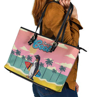 Penguin Im So Cool Christmas Leather Tote Bag Xmas Holiday Patterns - Wonder Print Shop