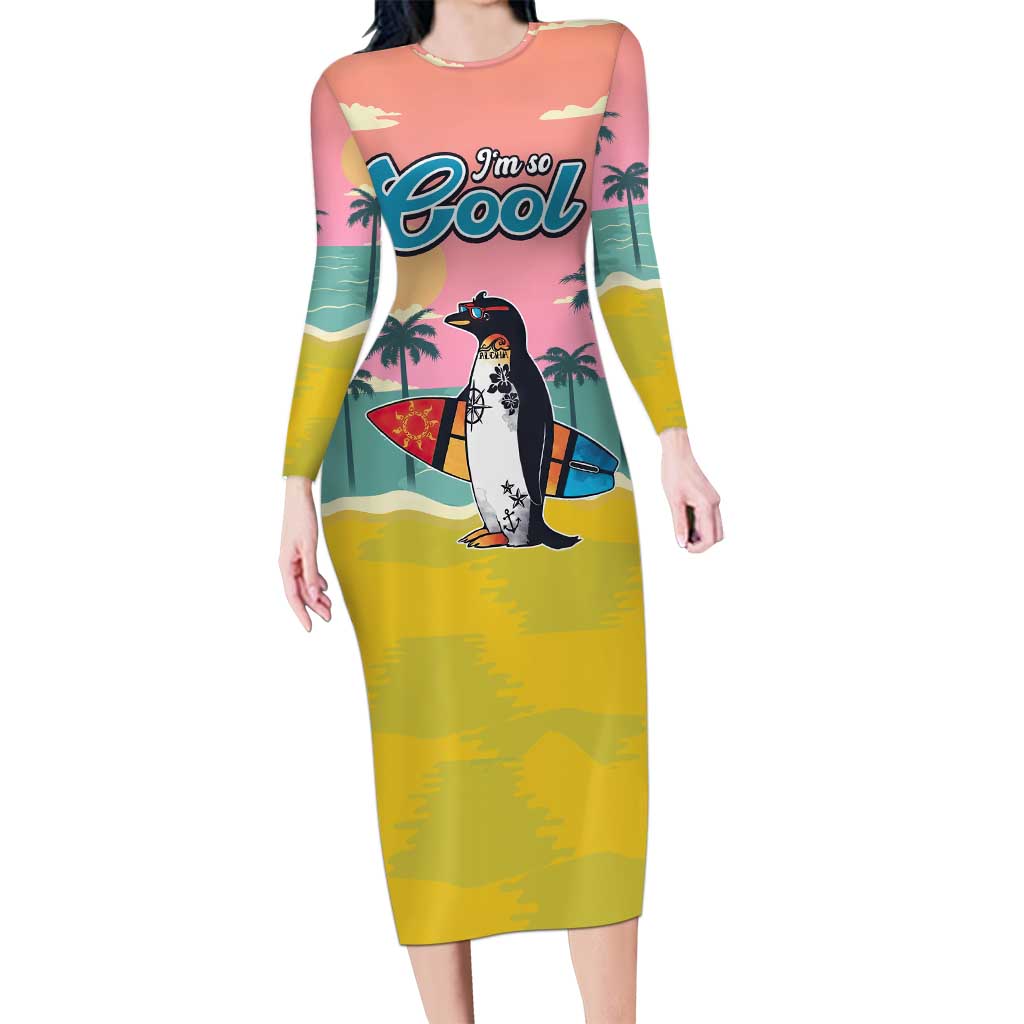 Penguin Im So Cool Christmas Long Sleeve Bodycon Dress Xmas Holiday Patterns - Wonder Print Shop