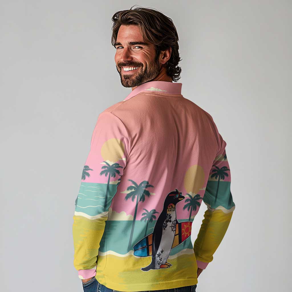 Penguin Im So Cool Christmas Long Sleeve Polo Shirt Xmas Holiday Patterns - Wonder Print Shop