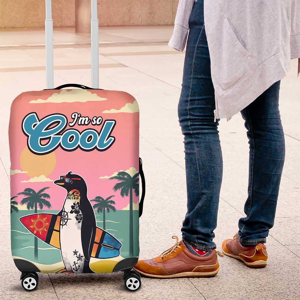 Penguin Im So Cool Christmas Luggage Cover Xmas Holiday Patterns - Wonder Print Shop