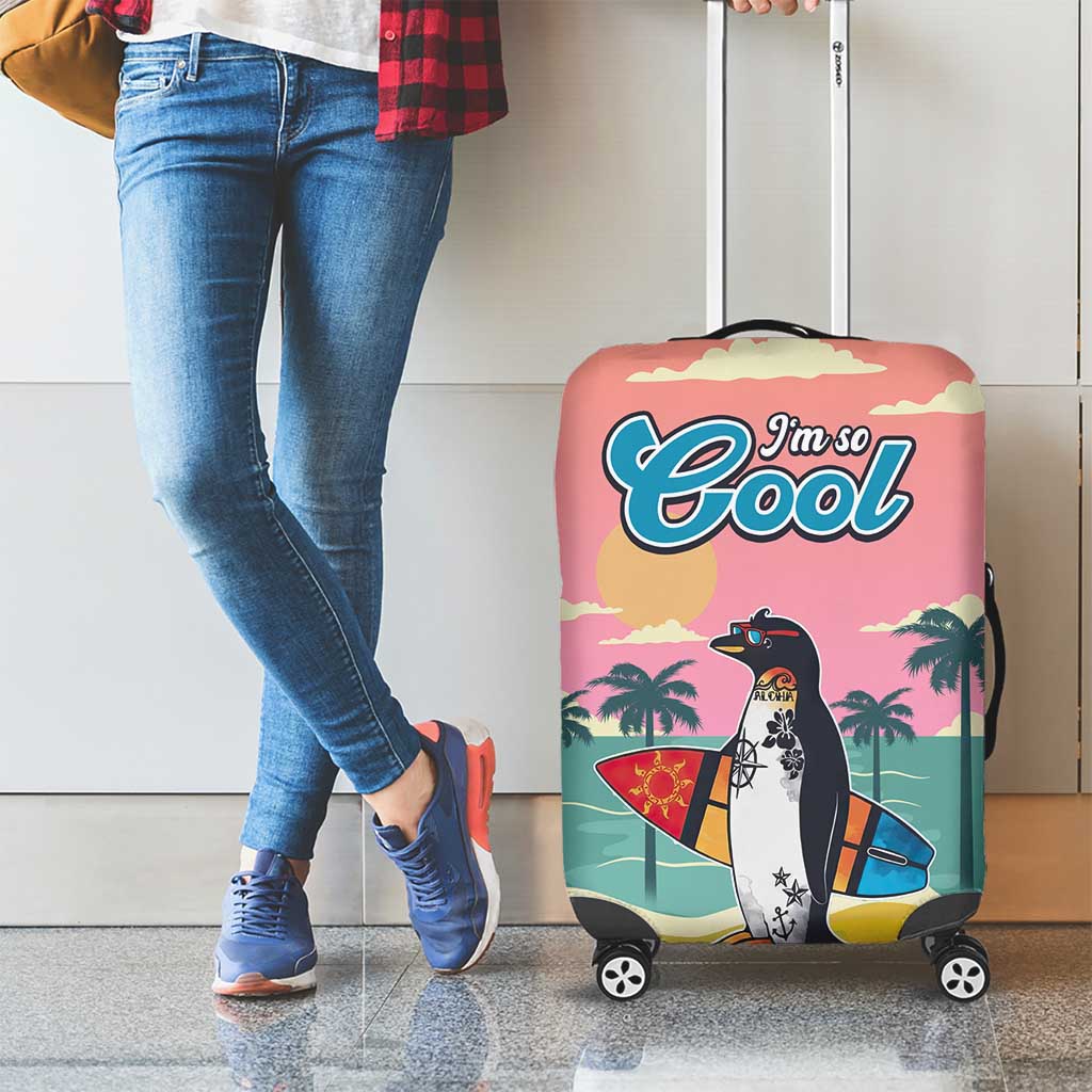 Penguin Im So Cool Christmas Luggage Cover Xmas Holiday Patterns - Wonder Print Shop