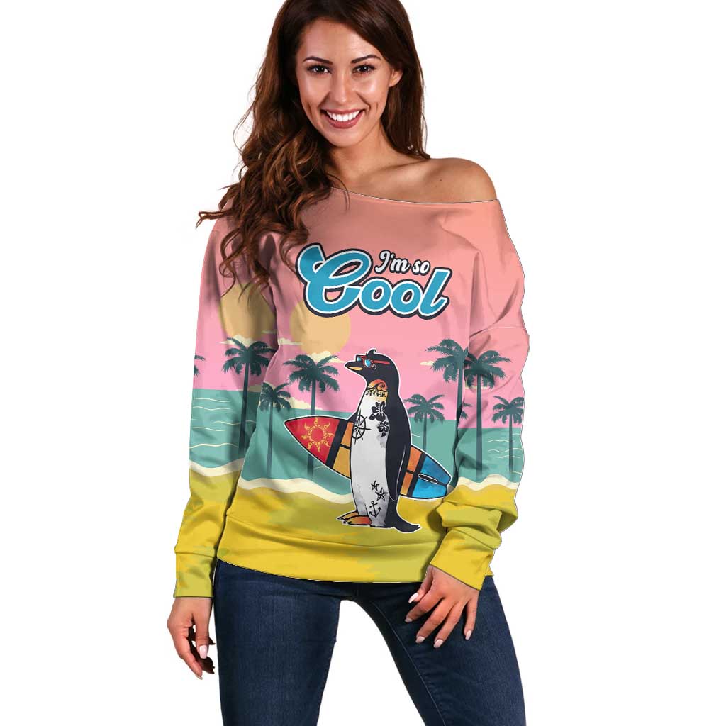 Penguin Im So Cool Christmas Off Shoulder Sweater Xmas Holiday Patterns - Wonder Print Shop