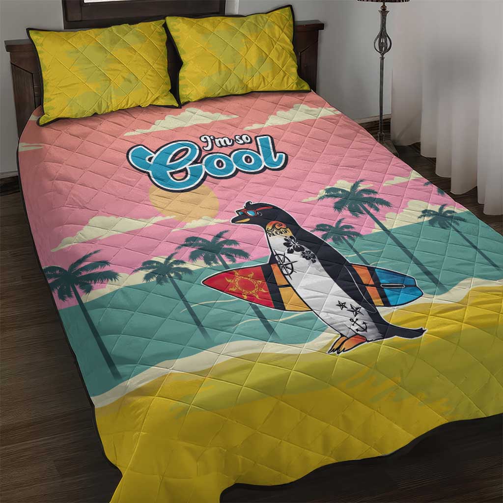 Penguin Im So Cool Christmas Quilt Bed Set Xmas Holiday Patterns - Wonder Print Shop