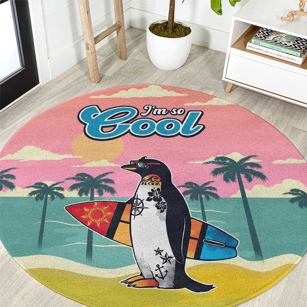 Penguin Im So Cool Christmas Round Carpet Xmas Holiday Patterns - Wonder Print Shop
