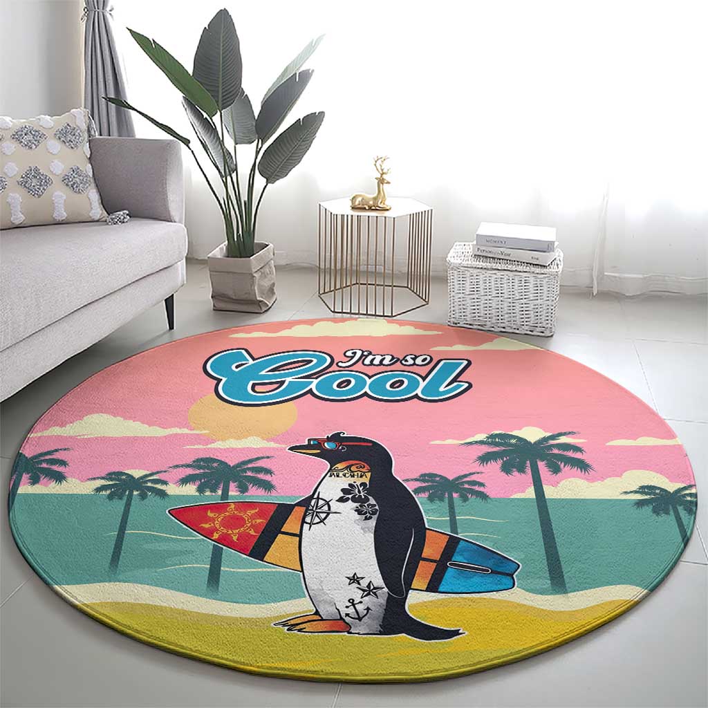 Penguin Im So Cool Christmas Round Carpet Xmas Holiday Patterns - Wonder Print Shop