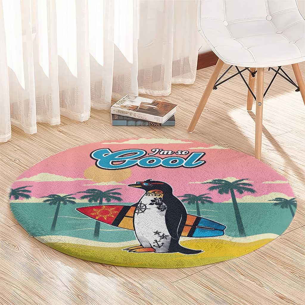 Penguin Im So Cool Christmas Round Carpet Xmas Holiday Patterns - Wonder Print Shop