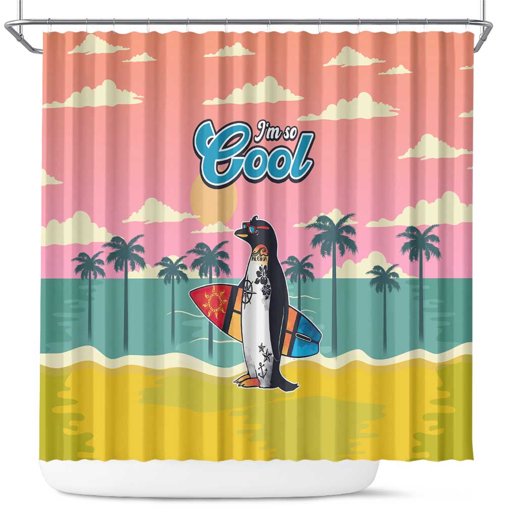 Penguin Im So Cool Christmas Shower Curtain Xmas Holiday Patterns - Wonder Print Shop