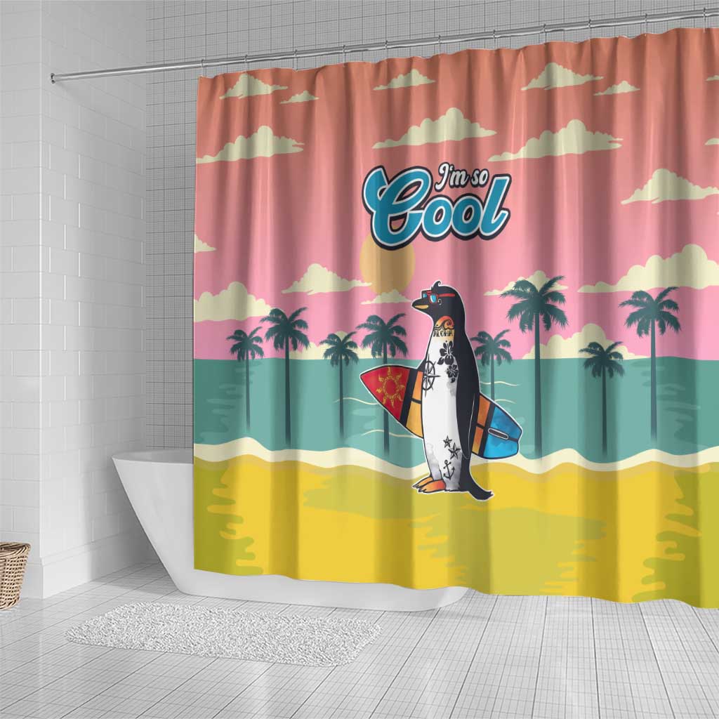 Penguin Im So Cool Christmas Shower Curtain Xmas Holiday Patterns - Wonder Print Shop